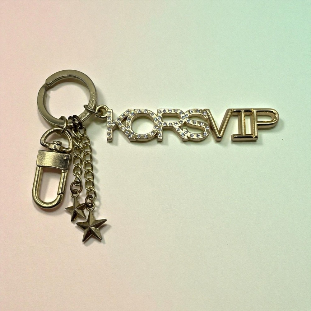 Michael Kors VIP Jeweled Keychain Gold FOB Purseā Charm Logo Bling Crystals